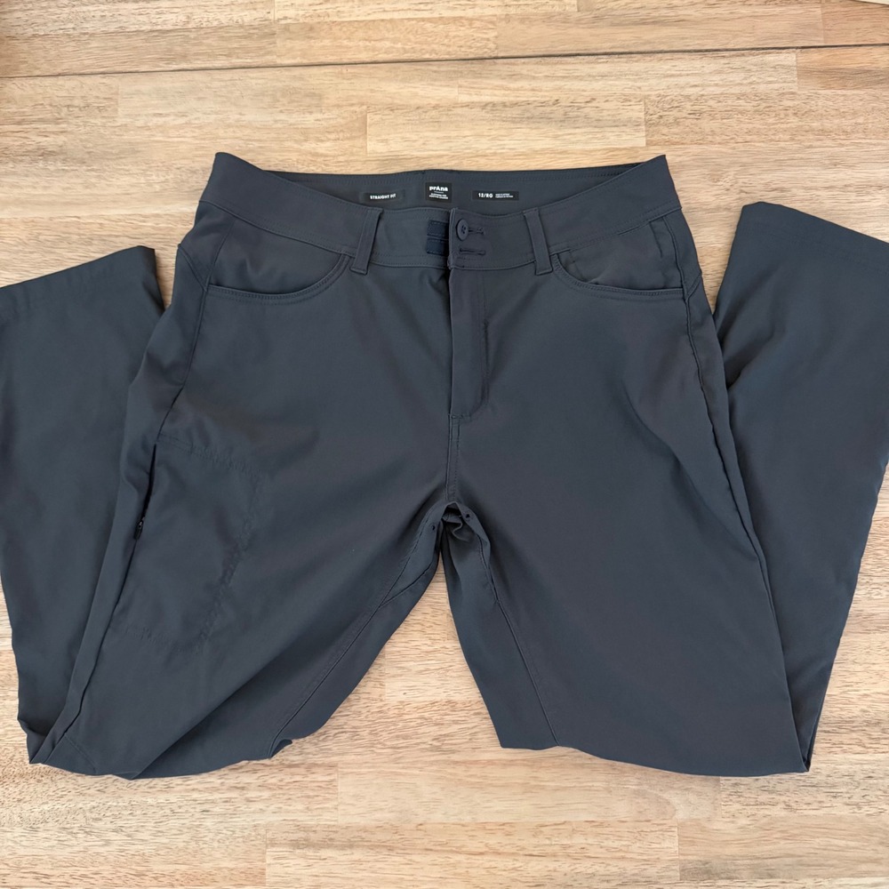 Prana Halle Straight Fit Pants Charcoal Gray Zion Hiking Travel Womens 12/RG